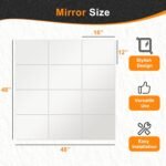 Delma Frameless Mirror Tiles 16"x12"x12 Pcs Wall Mounted, Shatter Resistant Full Length Tempered Glass Panels for Home Gym Bathroom Bedroom & Living Room Decor - Image 4