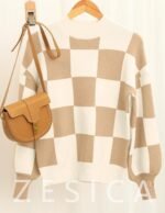 ZESICA Women's 2025 Fall Fashion Turtleneck Long Sleeve Striped Ribbed Knit Loose Pullover Sweater Tops - Image 7