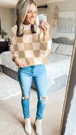 ZESICA Women's 2025 Fall Fashion Turtleneck Long Sleeve Striped Ribbed Knit Loose Pullover Sweater Tops - Image 8