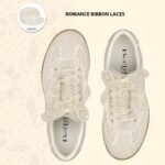 Casual Sneakers for Women Lace Detail – Elegant Ribbon Lace-Up Fashion Sneakers with Leather Upper Memory Foam Insole and Slip On Trendy Casual Shoes for Women - Image 4