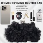 Women Elegant Evening Purse, Small Floral Clutch Bag with Detachable Chain for Wedding, Party, Prom - Image 3