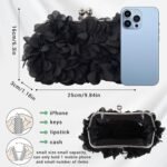 Women Elegant Evening Purse, Small Floral Clutch Bag with Detachable Chain for Wedding, Party, Prom - Image 4