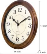 Kesin Wall Clock Wood 14 Inch Silent Wall Clocks Large Decorative Battery Operated Non Ticking Analog Retro Clock for Living Room, Kitchen, Bedroom - Image 3