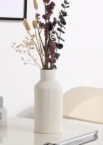 White Ceramic Flower Vase,Minimalist Modern Home Decoration,Small Pampas Grass Vases for Decor,Table,Shelf Bookshelf Decorative,Mantel,Entryway Decor and Centerpieces(8 in) - Image 5