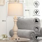 29" Tall Table Lamp for Living Room Set of 2,Vintage Bedside Nightstand Lamps with USB C+A Ports & AC Outlet,3-Way Dimmable Touch Control Desk Lamp for Bedroom,Color 1 - Image 5