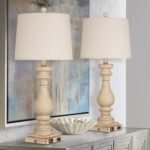 29" Tall Table Lamp for Living Room Set of 2,Vintage Bedside Nightstand Lamps with USB C+A Ports & AC Outlet,3-Way Dimmable Touch Control Desk Lamp for Bedroom,Color 1 - Image 6