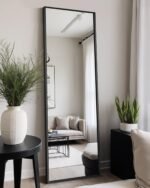 Full Length Mirror, Standing Large Floor Mirror with Aluminum Frame for Bedroom, Living Room, Bathroom(Black) - Image 8