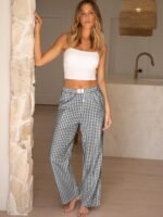 ANRABESS Womens Striped Gingham Pants 2025 Pajama Lounge Boxer Pants Cute Comfy PJ Bottoms with Pockets Y2K Plaid Outfits - Image 4