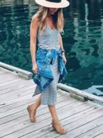 SHIBEVER Womens Wedge Sandals Flower Low Heel Dressy Sandals Elastic Ankle Strap Rhinestone Summer Comfortable Shoe - Image 6