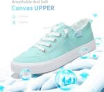 Obtaom Women's Play Fashion Sneaker White Color Washed and Leopard Canvas Slip on Shoes - Image 4