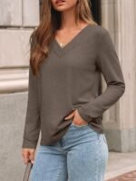 AUTOMET Long Sleeve Shirts for Women Tops V Neck Casual Top Comfortable Shirt Soft Basic Tees Women Blouses - Image 4