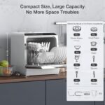 BLITZHOME Portable Dishwasher Countertop, WIFI Smart Dishwasher, Compact Dishwashers with 5L Built-in Water Tank, 6 Programs, 360° Dual Spray, High-Temp& Air-Dry Function, Fruit Cleaning - Image 5