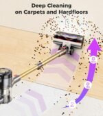 Cordless Vacuum Cleaner, 550W 45Kpa 60Mins Vacuum Cleaners for Home, Anti-tangle Stick Vacuum with Self-Standing, Wall Mount Charging, LDE Display, Wireless Vacuum for Carpet Pet Hair Hardfloor - Image 5