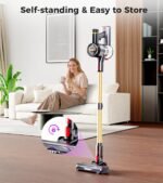 Cordless Vacuum Cleaner, 550W 45Kpa 60Mins Vacuum Cleaners for Home, Anti-tangle Stick Vacuum with Self-Standing, Wall Mount Charging, LDE Display, Wireless Vacuum for Carpet Pet Hair Hardfloor - Image 6