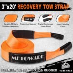 METOWARE Heavy Duty Tow Strap Recovery Kit - 3" x 20ft(35,000lbs) Tree Saver Winch Strap + 3/4" D Ring Shackles(2pcs) + Storage Bag - Truck, SUV, ATV Off Road Towing Strap Kit - Image 3