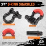 METOWARE Heavy Duty Tow Strap Recovery Kit - 3" x 20ft(35,000lbs) Tree Saver Winch Strap + 3/4" D Ring Shackles(2pcs) + Storage Bag - Truck, SUV, ATV Off Road Towing Strap Kit - Image 4