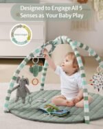 Blissful Diary Baby Play Gym Mat, Play Mat Activity Mat with 6 Detachable Toys for Stage-Based Sensory & Motor Skill Development, Easy to Install & Clean, Baby Essentials Gift, Sage Green - Image 3