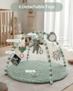 Blissful Diary Baby Play Gym Mat, Play Mat Activity Mat with 6 Detachable Toys for Stage-Based Sensory & Motor Skill Development, Easy to Install & Clean, Baby Essentials Gift, Sage Green - Image 4
