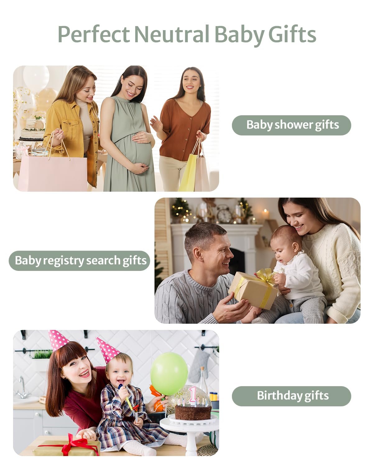 Blissful Diary Baby Play Gym Mat, Play Mat Activity Mat with 6 Detachable Toys for Stage-Based Sensory & Motor Skill Development, Easy to Install & Clean, Baby Essentials Gift, Sage Green - Image 4