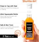 Shuttle Art Fabric Paint, 18 Colors Permanent Soft Fabric Paint in Bottles (60ml/2oz) with Brushes, Palette, Stencils, Non-Toxic Textile Paint for T-Shirts, Shoes, Jeans, Bags, DIY Projects&Art - Image 3