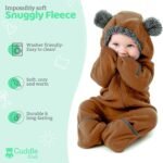 Cuddle Club Fleece Baby Bunting Bodysuit with Hood, Convertible Mittens & Booties, Car Seat Friendly, Soft & Warm, Easy Zip - Image 3