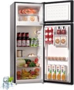 BANGSON 7.7 Cu.Ft Refrigerator with Freezer, Apartment Size Fridge with Top Freezer, for Apartment, Office, Kitchen and Garage, Stainless Steel, Silver - Image 3