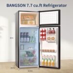 BANGSON 7.7 Cu.Ft Refrigerator with Freezer, Apartment Size Fridge with Top Freezer, for Apartment, Office, Kitchen and Garage, Stainless Steel, Silver - Image 4