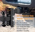 Adjustable Trailer Hitch -Drop Hitch-Tow Hitch with 2 inch Receiver-6inch Drop/Rise, 2" & 2-5/16" Ball Hitches for Trucks, 20,000 LBS GTW, Trailer Hitches with Anti-Theft Pin, Black… - Image 3