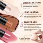 CAHIUYOA 6 Colors Cream Contour Stick Makeup Kit,Highlighter Makeup Stick,Bronzer Contour Stick and Blush Stick for Cheeks,Long Lasting Waterproof Face Highlighter Makeup Contour Kit (Set A) - Image 6