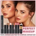CAHIUYOA 6 Colors Cream Contour Stick Makeup Kit,Highlighter Makeup Stick,Bronzer Contour Stick and Blush Stick for Cheeks,Long Lasting Waterproof Face Highlighter Makeup Contour Kit (Set A) - Image 8
