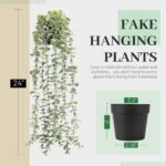 Der Rose 1Pcs Fake Plants Hanging Artificial Potted Faux Eucalyptus Plants for Modern Boho Farmhouse Bathroom Office Desk Wall Book Shelf Living Room Aesthetic Decor Indoor - Image 4