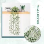 Der Rose 1Pcs Fake Plants Hanging Artificial Potted Faux Eucalyptus Plants for Modern Boho Farmhouse Bathroom Office Desk Wall Book Shelf Living Room Aesthetic Decor Indoor - Image 6