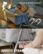 AirClub Bassinet Bedside Sleeper, Baby Crib for Newborn, Baby Bassinets Bedside Sleeper with 4 Auto-Lock & Adjustable Height, Breathable Mesh & Mattress, Bedside Bassinet - Image 5