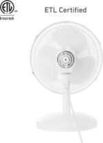 HOLMES 12" Table Fan, 75° Oscillation, 3 Speeds, 15° Adjustable Head Tilt, Ideal for Home, Bedroom or Office, White - Image 6