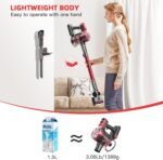 Cordless Vacuum Cleaner,Vacuum Cleaners for Home with Super Suction,Lightweight Stick Vacuum with 35 Mins Runtime,Rechargeable Cordless Vacuum for Carpet, Tile, Pet Hair, Hardwood Floors(Dark Red) - Image 3