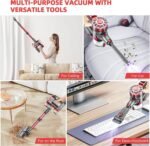 Cordless Vacuum Cleaner,Vacuum Cleaners for Home with Super Suction,Lightweight Stick Vacuum with 35 Mins Runtime,Rechargeable Cordless Vacuum for Carpet, Tile, Pet Hair, Hardwood Floors(Dark Red) - Image 8