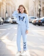 Girls' Clothing Set Butterfly Print Crop Top Hoodies Sweatpants 2 Piece Outfits Kids Sweatsuit Tracksuit Jogger Set - Image 4