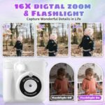 Kids Camera Instant Print, Safe Toddler Camera, HD Digital Cameras 16X Digital Zoom & 32G SD Card, 2.4‘’Screen Instant Print Cameras for Kids, 4 5 6 7 8 9 10 Year Old Girl & Boy Birthday Gifts, White - Image 5