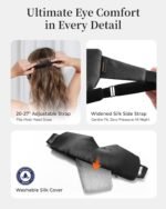 Silk Heated Eye Masks for Dry Eyes: Warm Compress for Tired Eyes Sinus Stye Eye Treatment - Stable Electric Moist Heating Pad for Sleep & Travel- Washable Removable Cover,USB Powered(Black) - Image 6