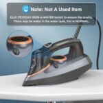 Steam Iron for Clothes with LCD Screen, 1700W Iron Non-Stick Ceramic Soleplate, Auto Shutoff, Self-Cleaning, Anti-Drip, Steam Burst, Spray Mist 10.14oz Water Tank Ironing Clothes for Home,Grey - Image 4