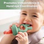 Haakaa Baby Fruit Food Feeder & Mini Freezer Nibble Tray Combo, Breastmilk Popsicle Molds for Cooling Relief, BPA Free Silicone Feeder for Safe Infant Self Feeding, 4 Month+ (Pea Green) - Image 5