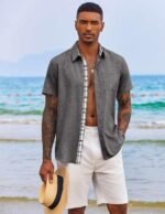 COOFANDY Men's Button Down Shirts with Pocket - Short Sleeve Casual Shirts for Summer, Beach, Vacation & Wedding - Image 3