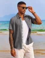 COOFANDY Men's Button Down Shirts with Pocket - Short Sleeve Casual Shirts for Summer, Beach, Vacation & Wedding - Image 4