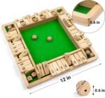 Ropoda Wooden Shut The Box Game (2-4 Players) - Large 4 Sided Board, 8 Dice, Rules - Amusing Addition Game for Kids & Adults, 12 Inch - Image 5