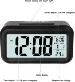 Alarm Clocks for Bedrooms,Digital Alarm Clock with LCD Screen,Snooze,12/24H,Battery Operated for Heavy Sleepers Adults Desk Travel Office (Black) - Image 4