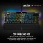Corsair K100 RGB Mechanical Gaming Keyboard - Cherry MX Speed RGB Silver Keyswitches - PBT Double-Shot Keycaps - Elgato Stream Deck and iCUE Compatible - QWERTY NA Layout - Black - Image 3