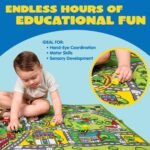 JOYIN Carpet Playmat w/ 12 Cars Pull-Back Vehicle Set for Kids Age 3+, Jumbo Play Room Rug, City Pretending Play - Image 5