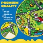 JOYIN Carpet Playmat w/ 12 Cars Pull-Back Vehicle Set for Kids Age 3+, Jumbo Play Room Rug, City Pretending Play - Image 6
