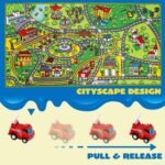 JOYIN Carpet Playmat w/ 12 Cars Pull-Back Vehicle Set for Kids Age 3+, Jumbo Play Room Rug, City Pretending Play - Image 7