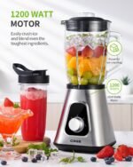 GDOR 1200W Blender for Smoothies and Shakes, 52 Oz Countertop Blender & 22 Oz Personal Blender Combo, 6-leaf Blade, 3 Adjustable Speed for Juices, Frozen Fruit Drinks, Sauces, Self-Cleaning - Image 3